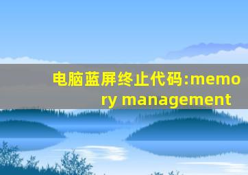 电脑蓝屏终止代码:memory management